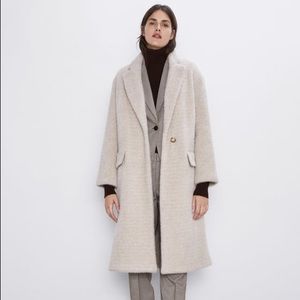 Zara faux fur herringbone coat